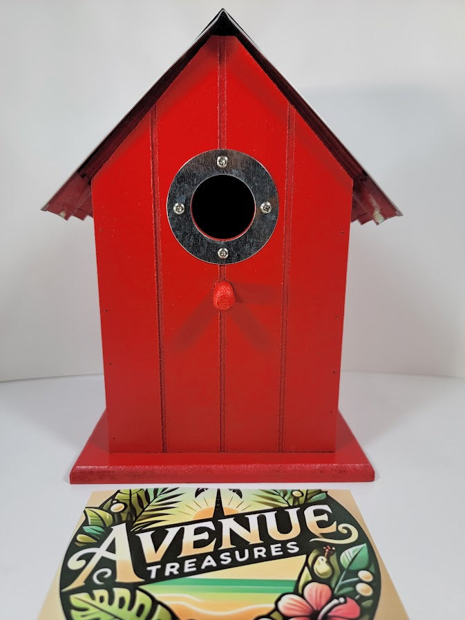 Tin Roof Wooden Outdoor Birdhouse - Cedar Wood & Metal - Home Garden Yard Bird House Decor - Avenue Treasures