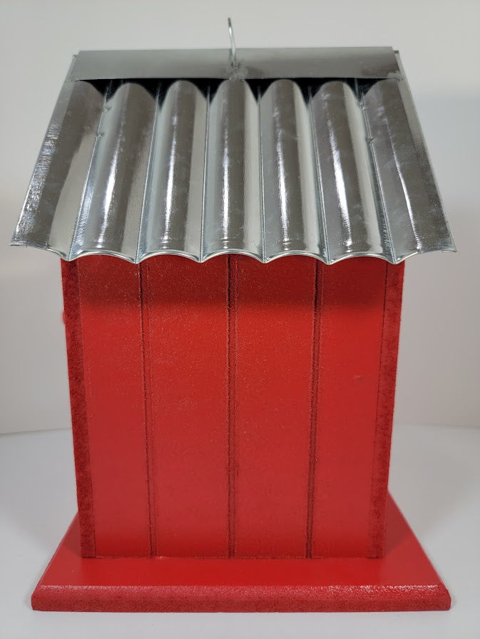 Tin Roof Wooden Outdoor Birdhouse - Cedar Wood & Metal - Home Garden Yard Bird House Decor - Avenue Treasures