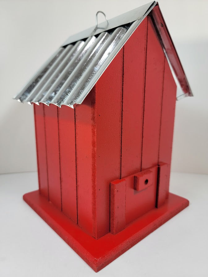 Tin Roof Wooden Outdoor Birdhouse - Cedar Wood & Metal - Home Garden Yard Bird House Decor - Avenue Treasures