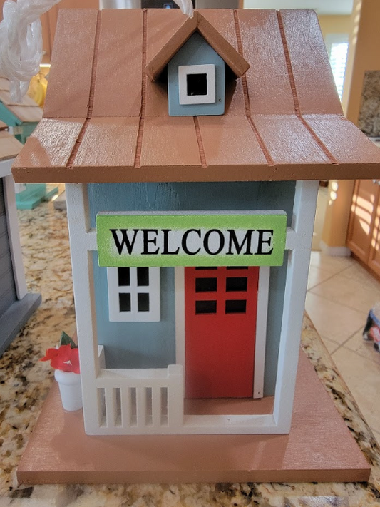 Elegant Colorful Birdhouses - Uniquely Designed by Artisans, Cottage Style Bird Houses, Home Garden Outdoor Decor