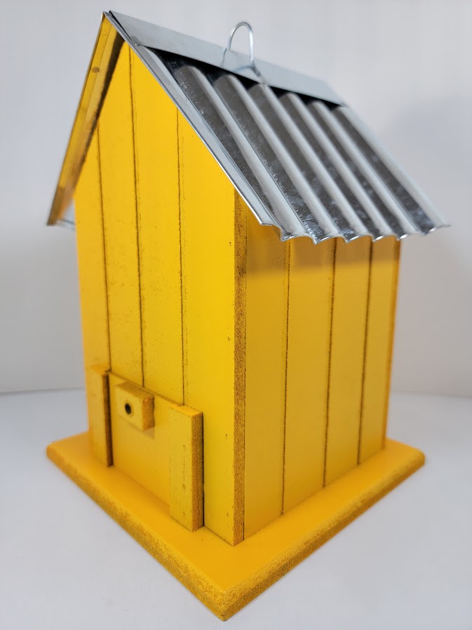 Tin Roof Wooden Outdoor Birdhouse - Cedar Wood & Metal - Home Garden Yard Bird House Decor - Avenue Treasures