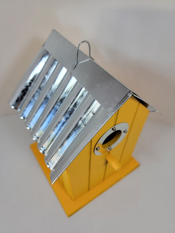 Tin Roof Wooden Outdoor Birdhouse - Cedar Wood & Metal - Home Garden Yard Bird House Decor - Avenue Treasures