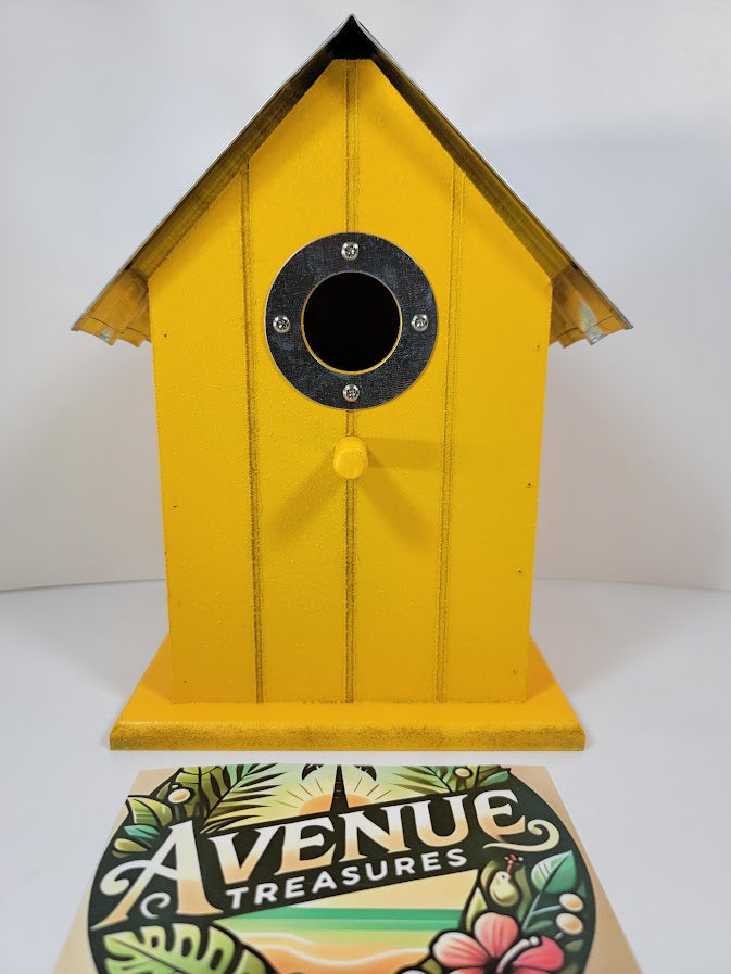 Tin Roof Wooden Outdoor Birdhouse - Cedar Wood & Metal - Home Garden Yard Bird House Decor - Avenue Treasures