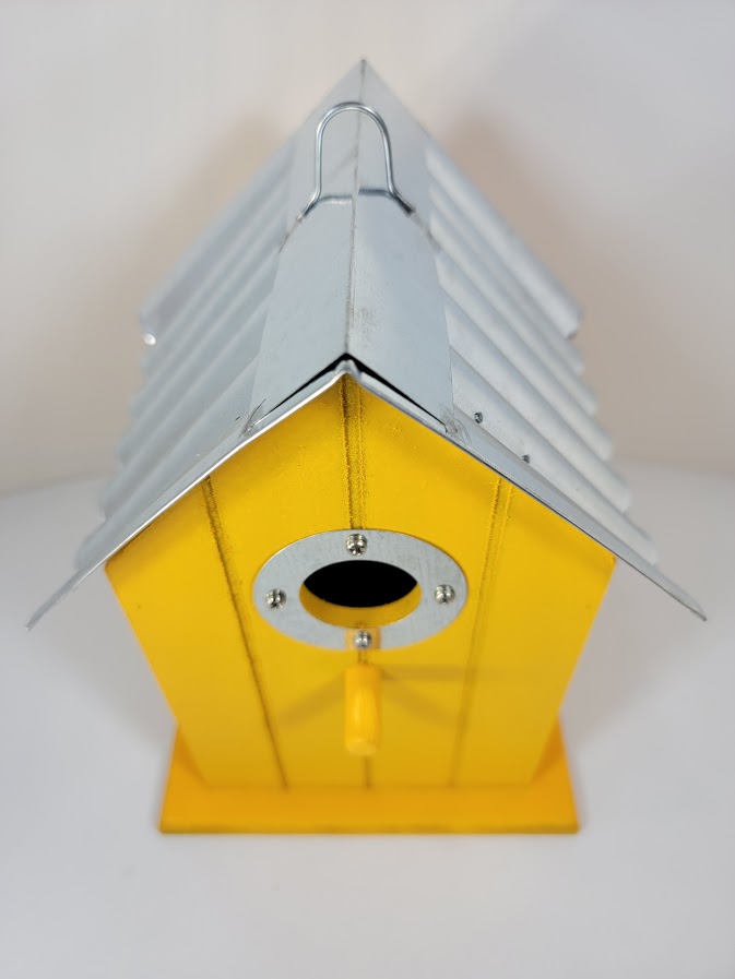 Tin Roof Wooden Outdoor Birdhouse - Cedar Wood & Metal - Home Garden Yard Bird House Decor - Avenue Treasures