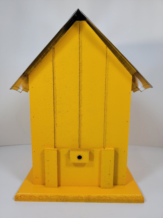 Tin Roof Wooden Outdoor Birdhouse - Cedar Wood & Metal - Home Garden Yard Bird House Decor - Avenue Treasures