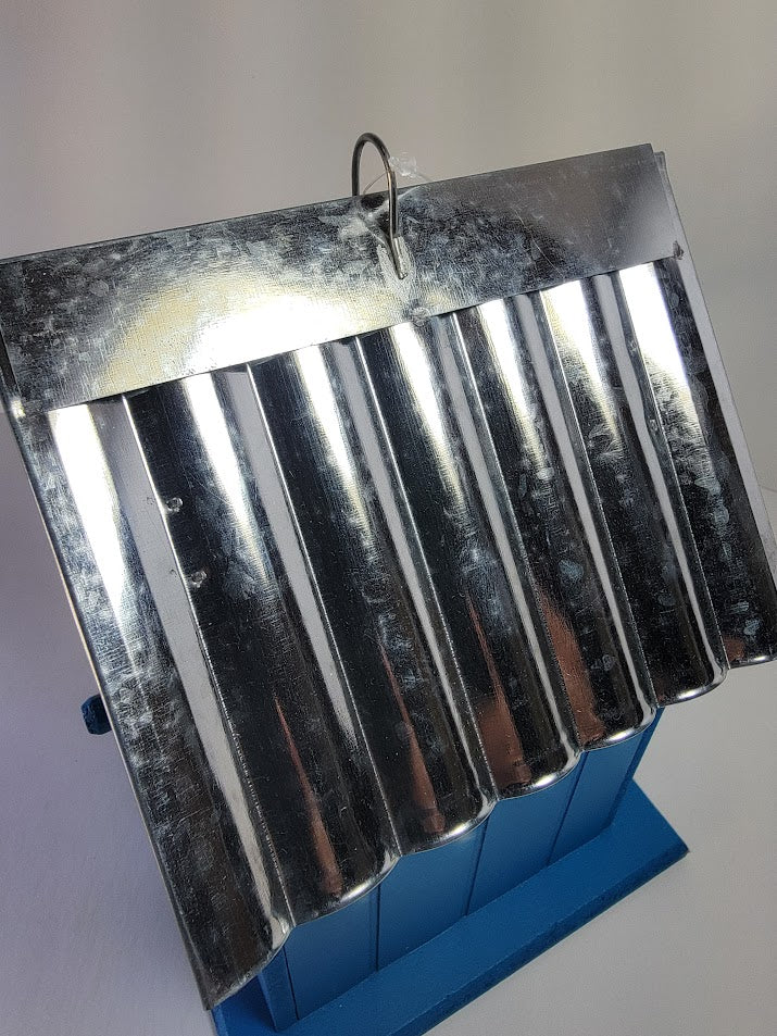 Tin Roof Wooden Outdoor Birdhouse - Cedar Wood & Metal - Home Garden Yard Bird House Decor