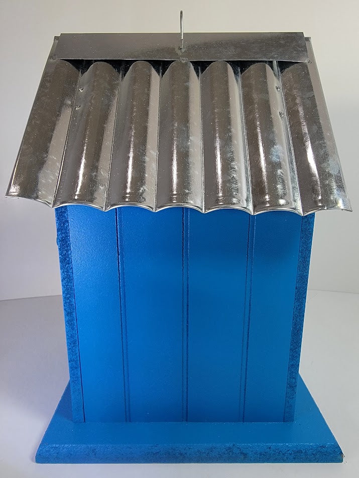 Tin Roof Wooden Outdoor Birdhouse - Cedar Wood & Metal - Home Garden Yard Bird House Decor