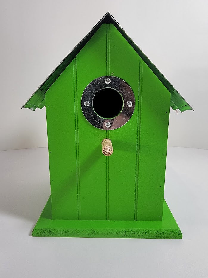 Tin Roof Wooden Outdoor Birdhouse - Cedar Wood & Metal - Home Garden Yard Bird House Decor