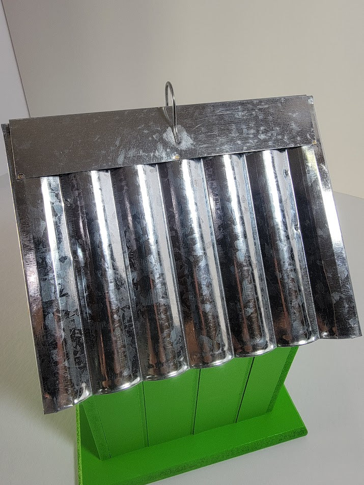 Tin Roof Wooden Outdoor Birdhouse - Cedar Wood & Metal - Home Garden Yard Bird House Decor