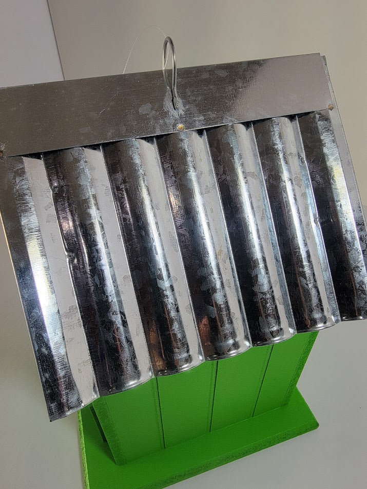 Tin Roof Wooden Outdoor Birdhouse - Cedar Wood & Metal - Home Garden Yard Bird House Decor