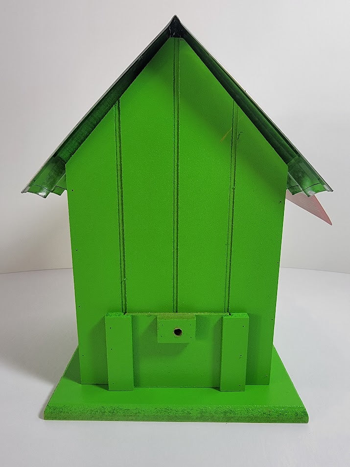 Tin Roof Wooden Outdoor Birdhouse - Cedar Wood & Metal - Home Garden Yard Bird House Decor