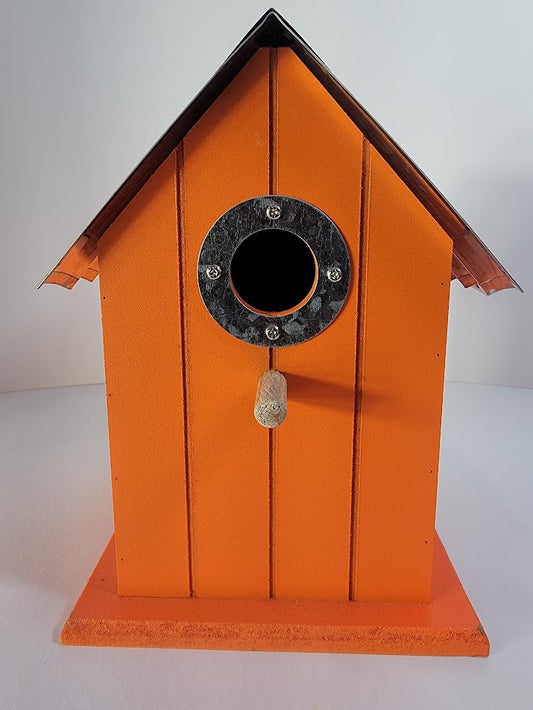 Tin Roof Wooden Outdoor Birdhouse - Cedar Wood & Metal - Home Garden Yard Bird House Decor - Avenue Treasures