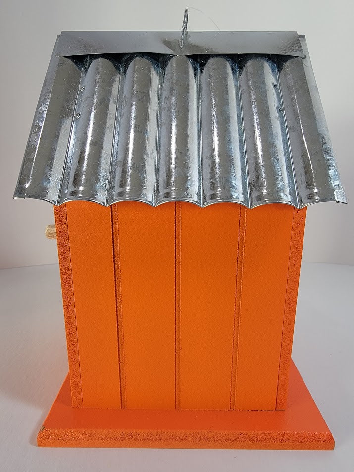 Tin Roof Wooden Outdoor Birdhouse - Cedar Wood & Metal - Home Garden Yard Bird House Decor