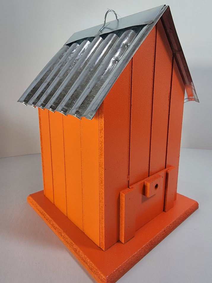 Tin Roof Wooden Outdoor Birdhouse - Cedar Wood & Metal - Home Garden Yard Bird House Decor