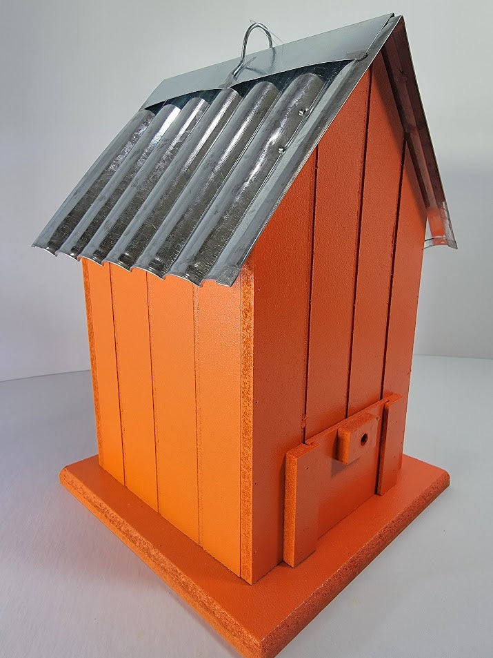 Tin Roof Wooden Outdoor Birdhouse - Cedar Wood & Metal - Home Garden Yard Bird House Decor