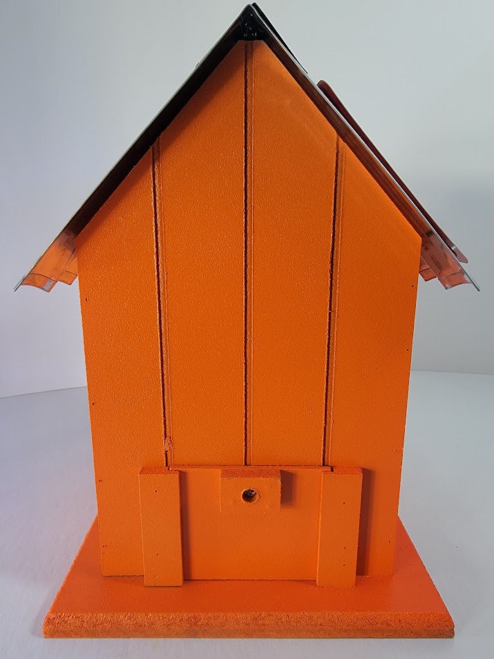 Tin Roof Wooden Outdoor Birdhouse - Cedar Wood & Metal - Home Garden Yard Bird House Decor