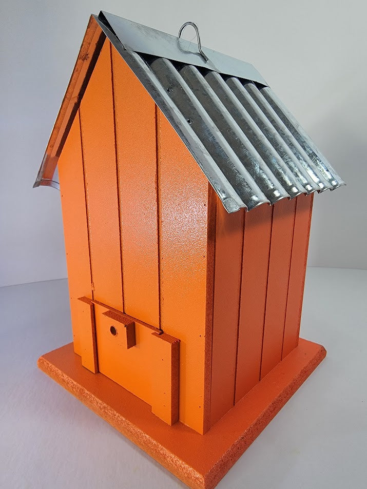 Tin Roof Wooden Outdoor Birdhouse - Cedar Wood & Metal - Home Garden Yard Bird House Decor