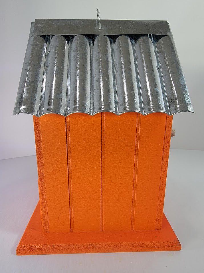 Tin Roof Wooden Outdoor Birdhouse - Cedar Wood & Metal - Home Garden Yard Bird House Decor