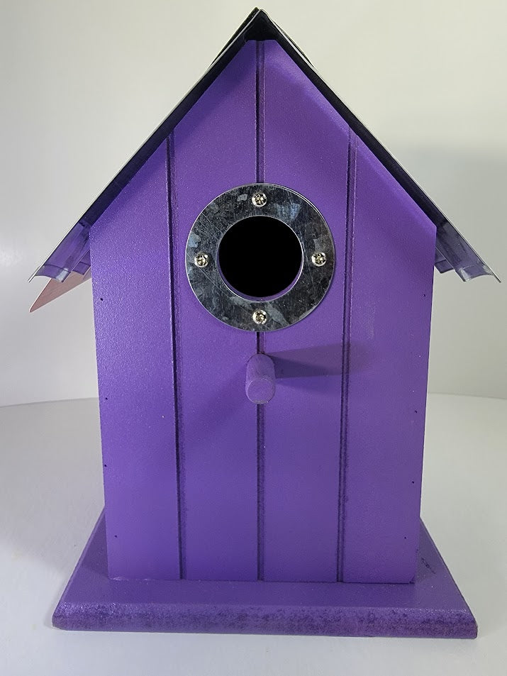 Tin Roof Wooden Outdoor Birdhouse - Cedar Wood & Metal - Home Garden Yard Bird House Decor