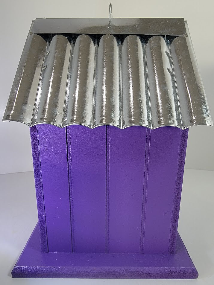 Tin Roof Wooden Outdoor Birdhouse - Cedar Wood & Metal - Home Garden Yard Bird House Decor