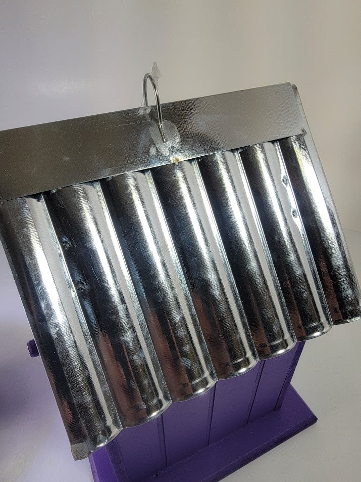 Tin Roof Wooden Outdoor Birdhouse - Cedar Wood & Metal - Home Garden Yard Bird House Decor