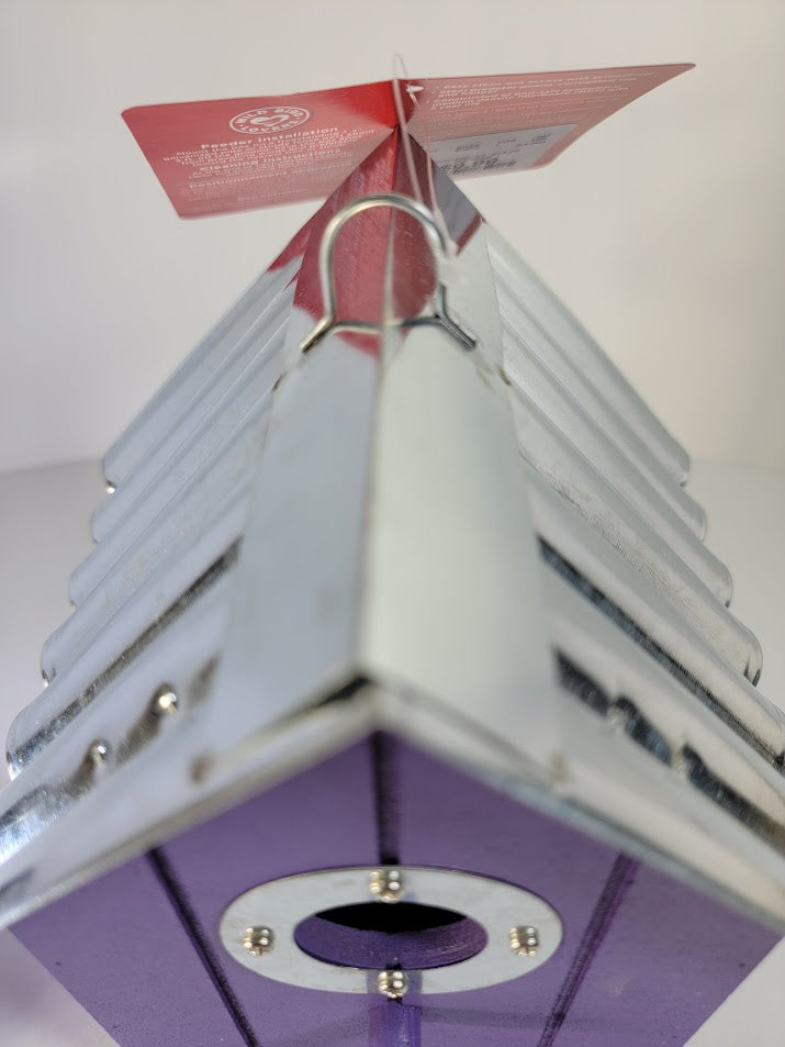 Tin Roof Wooden Outdoor Birdhouse - Cedar Wood & Metal - Home Garden Yard Bird House Decor