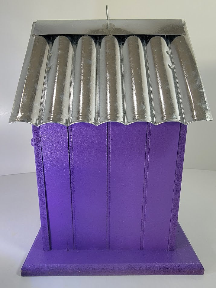 Tin Roof Wooden Outdoor Birdhouse - Cedar Wood & Metal - Home Garden Yard Bird House Decor