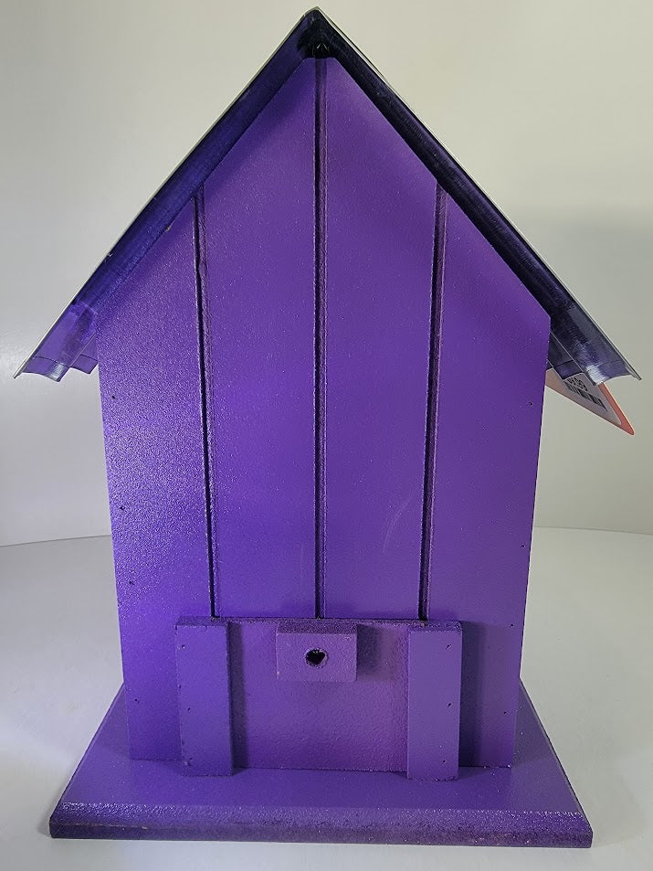 Tin Roof Wooden Outdoor Birdhouse - Cedar Wood & Metal - Home Garden Yard Bird House Decor