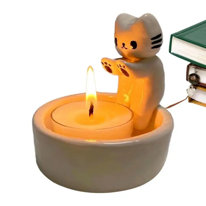 Cat Warming Paws Candle Holder - Cute Handmade Scented Candle Holder Home & Office Decor - Avenue Treasures