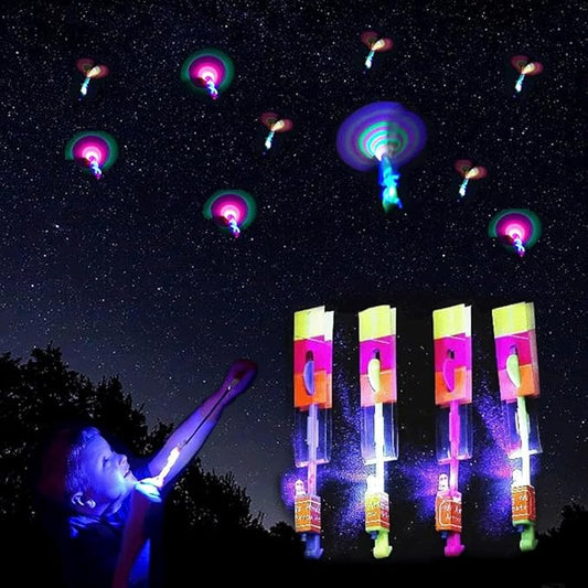 Fairy Copter High Flying LED Light Slingshot Helicopter Toy: Party Fun Gift Elastic Slingshot Flying Copters Birthdays Summer Day Party Favors Outdoor Game for Kids - Avenue Treasures