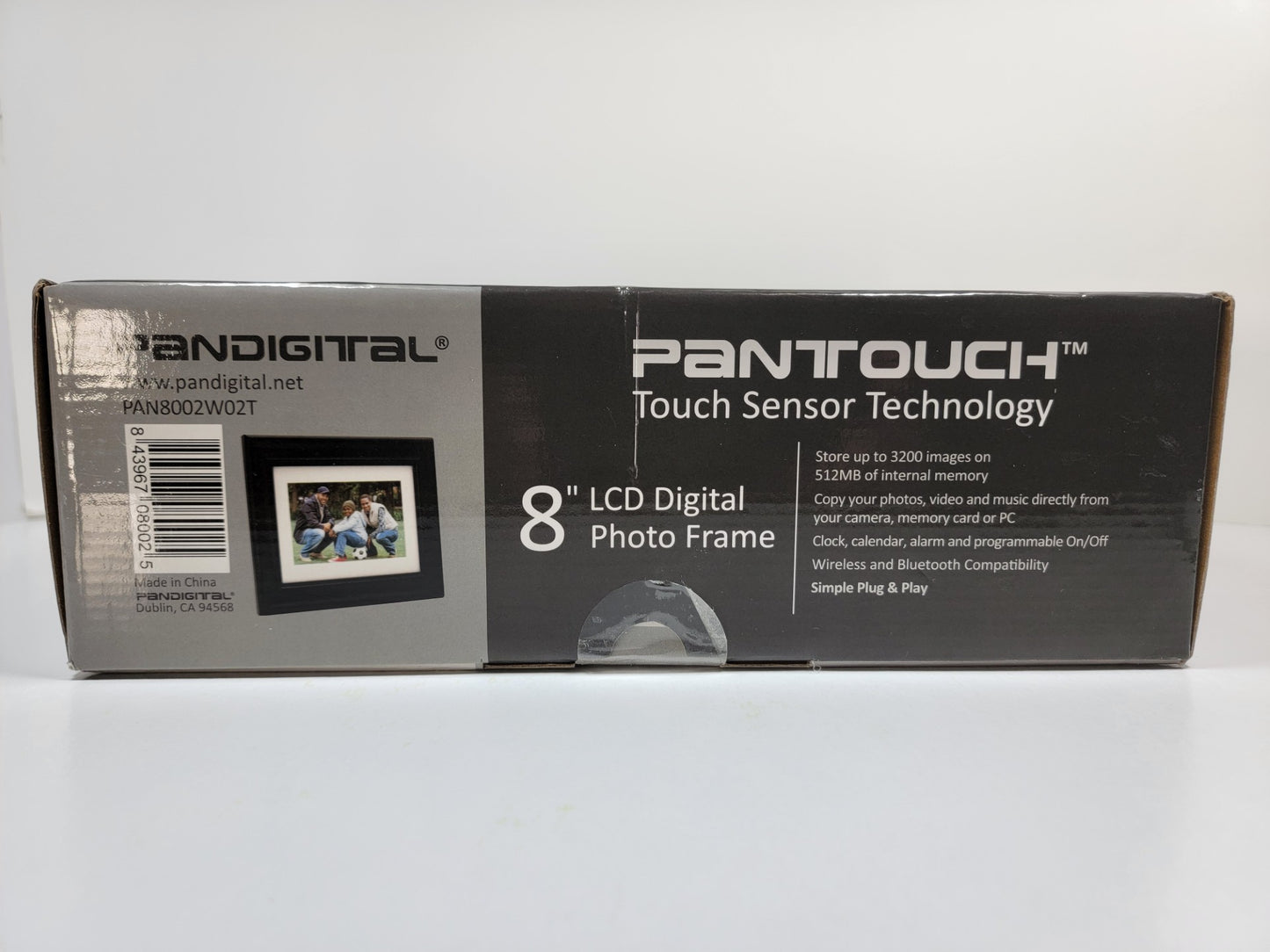 PanDigital 8" LCD Digital Photo Frame - 800x600 PanTouch Touch Sensor Picture Display PAN8002W02T
