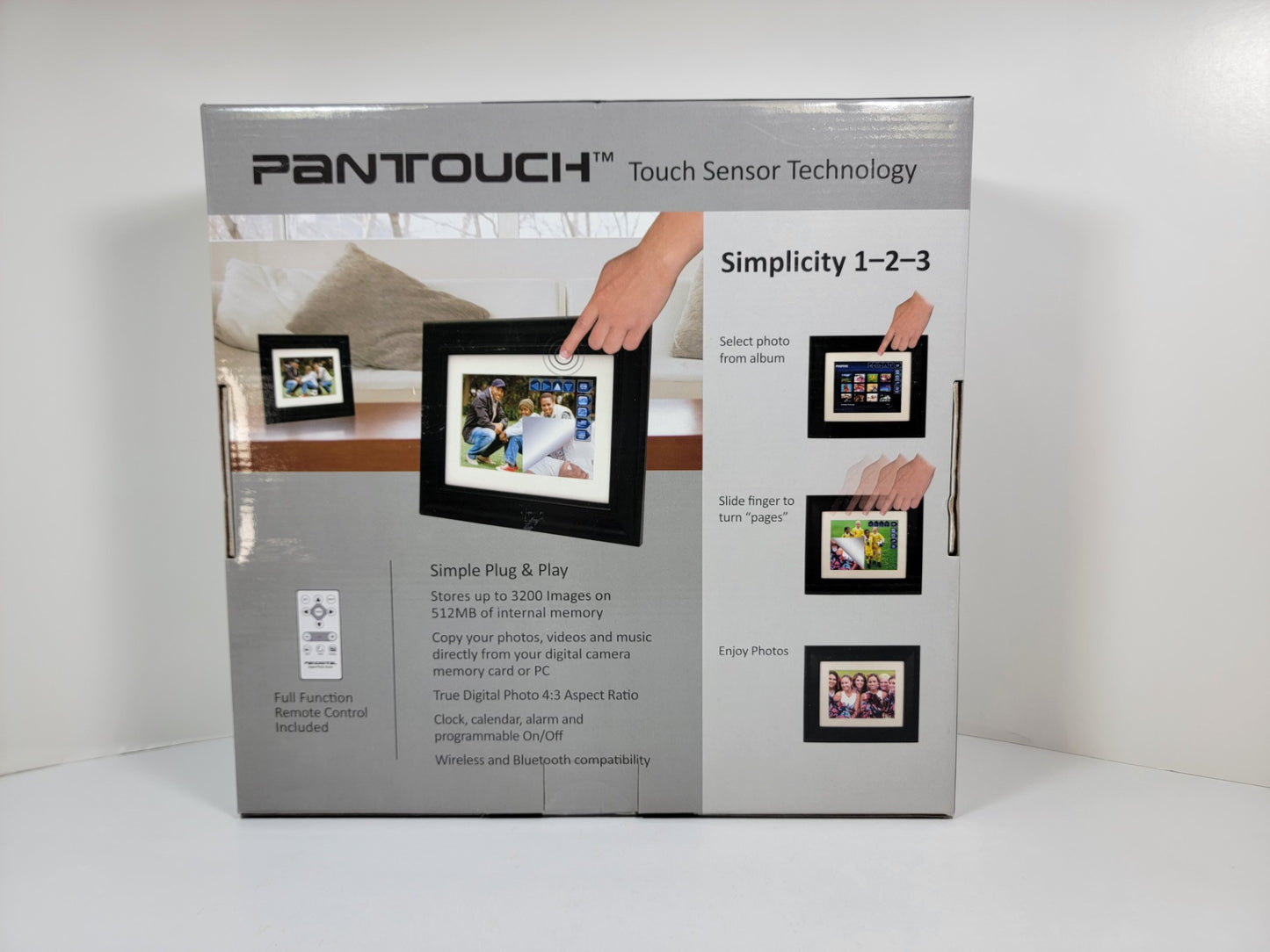 PanDigital 8" LCD Digital Photo Frame - 800x600 PanTouch Touch Sensor Picture Display PAN8002W02T