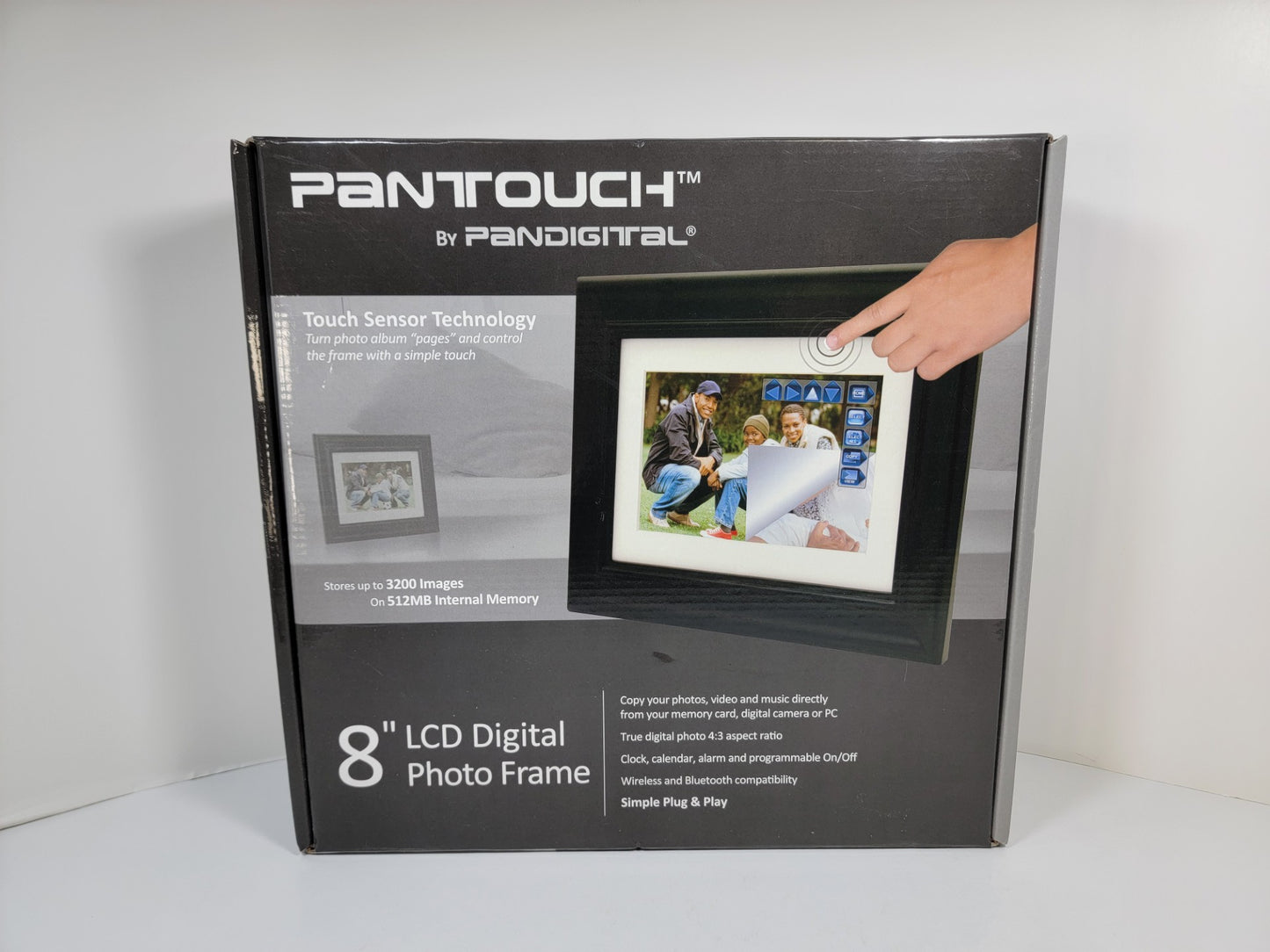 PanDigital 8" LCD Digital Photo Frame - 800x600 PanTouch Touch Sensor Picture Display PAN8002W02T