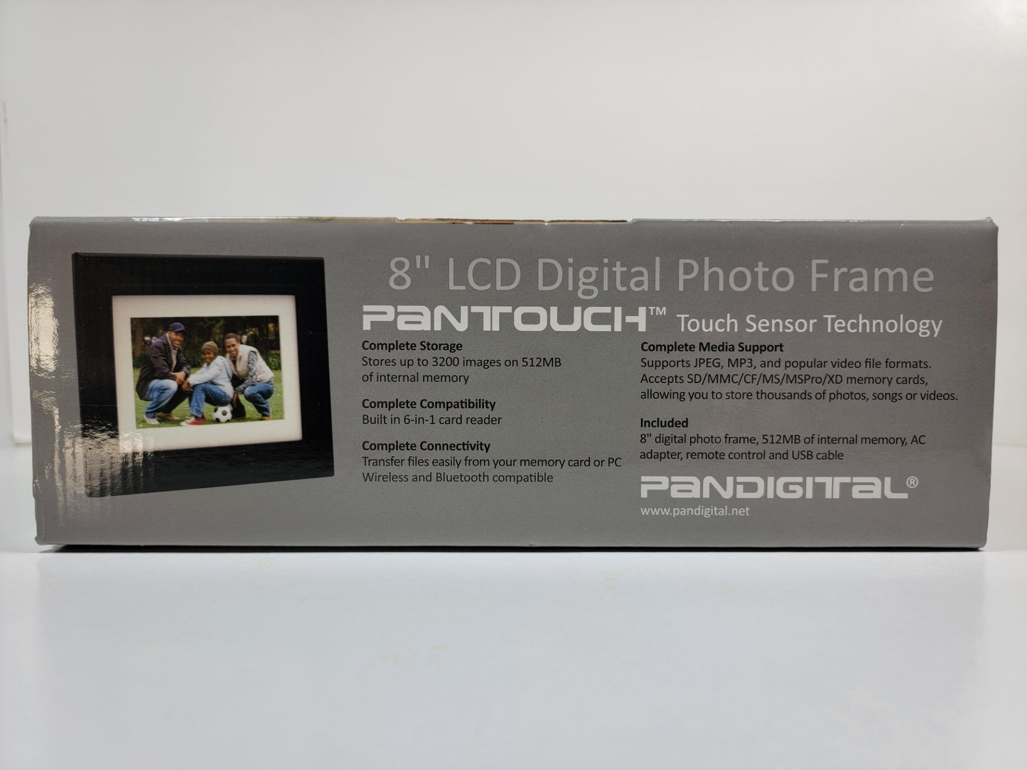 PanDigital 8" LCD Digital Photo Frame - 800x600 PanTouch Touch Sensor Picture Display PAN8002W02T