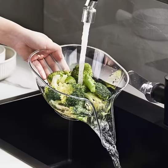 Fruit & Vegetable Washing Drain Basket - Clear Colander Strainer Household Gadget Kitchen Cleaning Accessories Food Meal Prep Healthy Lunch Dinner - Avenue Treasures