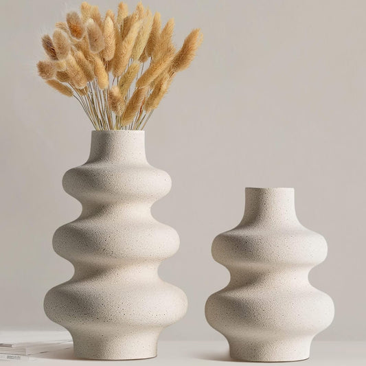 Modern Decorative Ceramic Vases (set of 2) - Elegant Home Office Patio Decor - Avenue Treasures