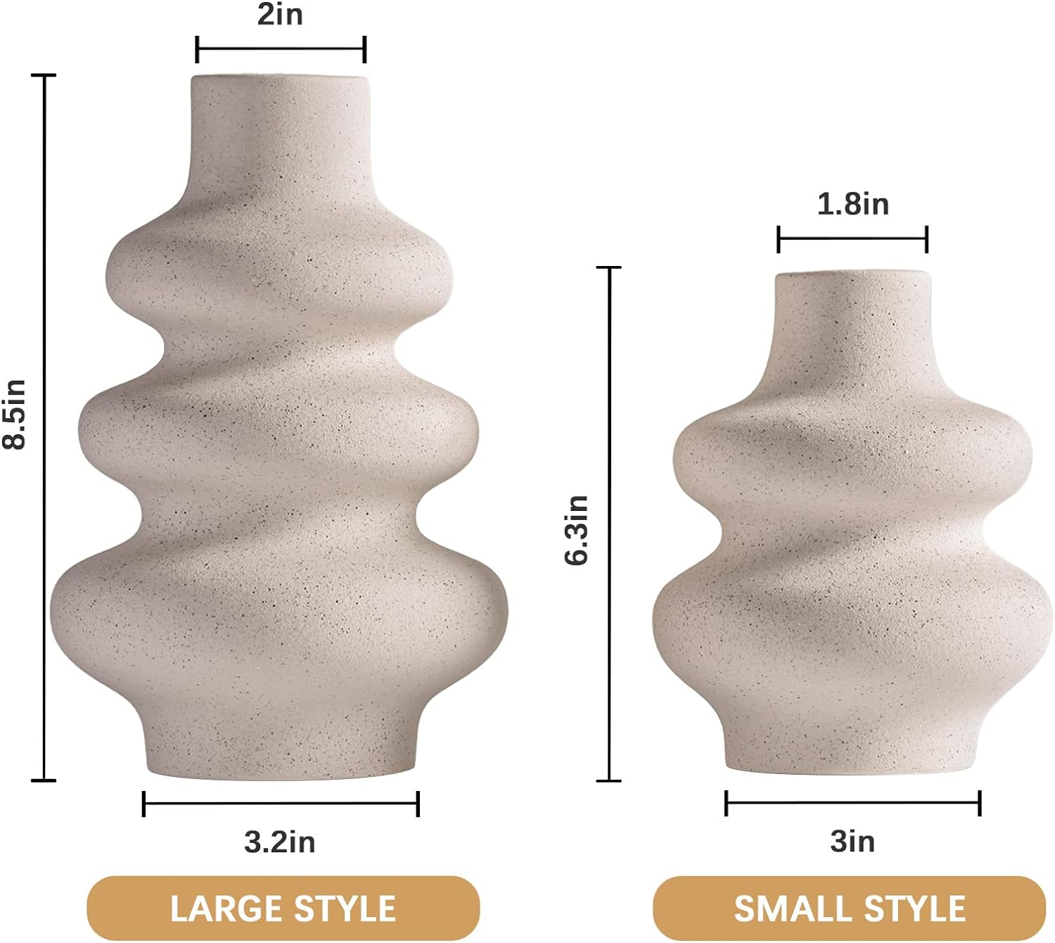 Modern Decorative Ceramic Vases (set of 2) - Elegant Home Office Patio Decor - Avenue Treasures