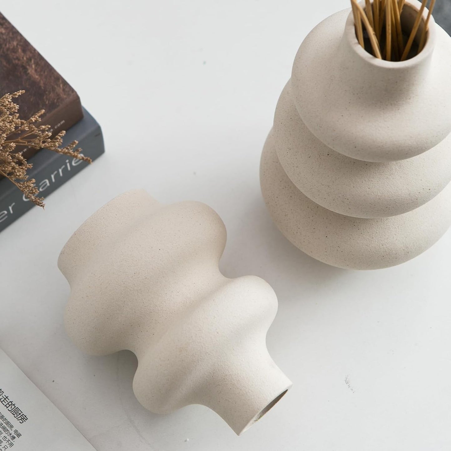 Modern Decorative Ceramic Vases (set of 2) - Elegant Home Office Patio Decor - Avenue Treasures